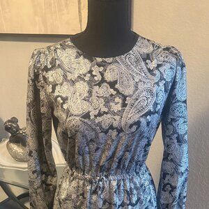 MICHAEL Michael Kors Silver and Black Paisley Print Dress